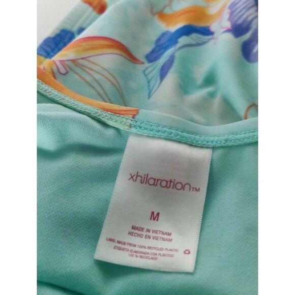 Xhilaration Girls Aqua Floral One‎ Piece Swimsuit Size Medium - Picture 6 of 9